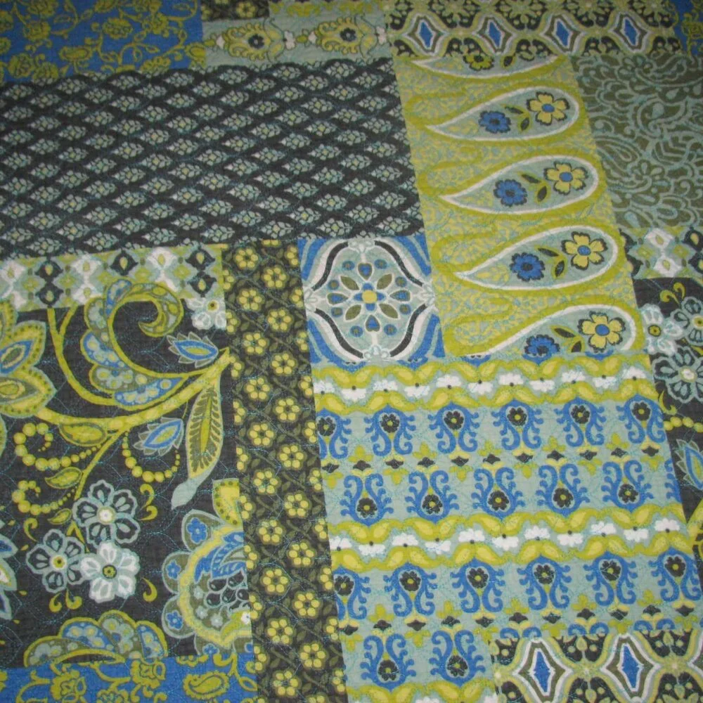 Blue and Green Paisley Quilt Coverlet - Home Bedding